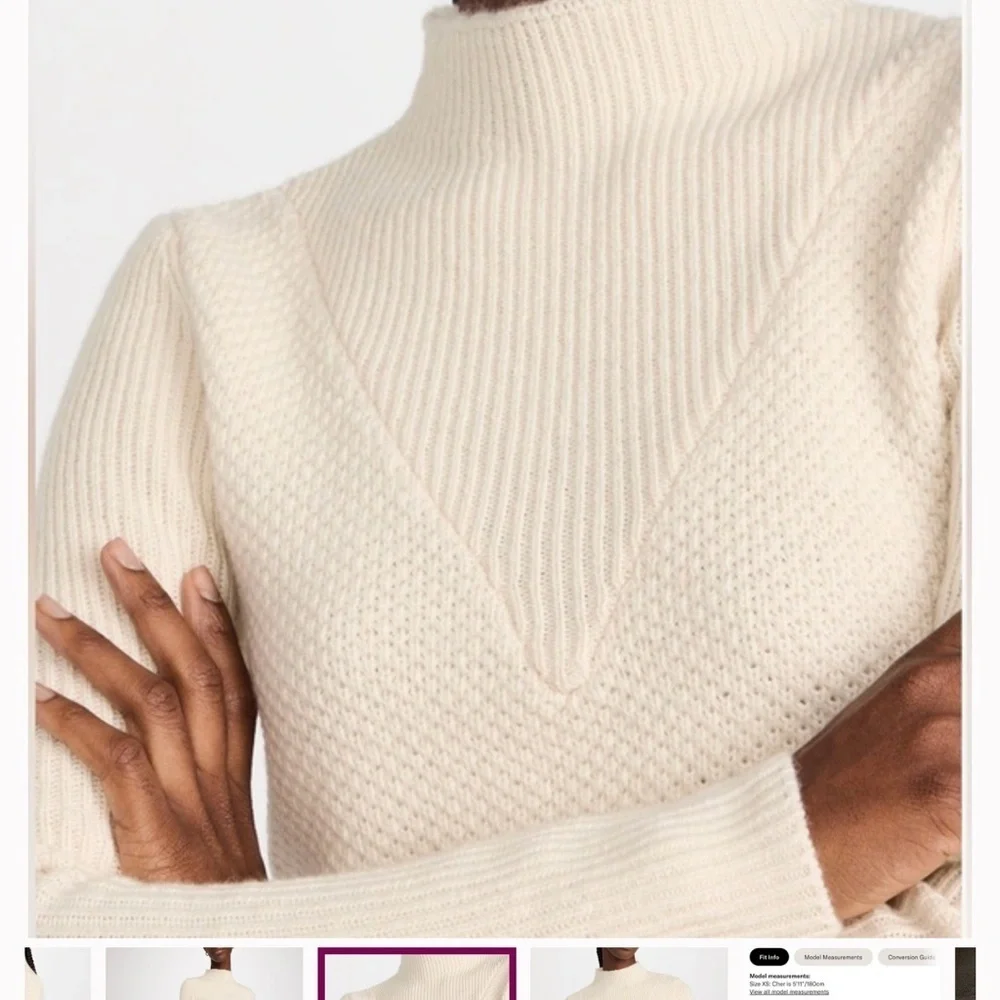 VICTOR GLEMAUD wool Crop Mock Neck long sleeve sweater In Pearl cream Sz medium